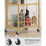 TUTOTAK Carrinho de bar, carrinho de servir bar doméstico com prateleira espelhada de 3 níveis, carrinho de bebidas, prateleira móvel de cozinha com rack de vinho, ouro BC01BB033 - Imagem 6