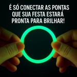 Kit 100 Pulseiras Neon Glow Party Brilha No Escuro Coloridas Festa Balada Evento Conector Incluso - Imagem 6