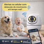 Camera Wifi baba eletronica Com Visão Noturna e Alerta De Movimento, Microfone Infravermelho Sem Fio com App Panorâmica, Controle Celular - Imagem 7