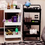 Carrinho Organizador Multiuso 3 Prateleiras Com Rodinhas/Estante/Fruteira p Cozinha, Banheiro, Escritório e Salão | Prateleiras Espaçosas, Ganchos Extras e Design Moderno Premium (Preto) - Imagem 6