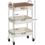 AGTEK Organizador de carrinho utilitário de 3 camadas com gaveta, carrinho de artesanato de metal com rodas para banheiro, cozinha, escritório, fraldas de berçário, branco - Imagem 4