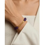 Pulseira Pedra Natural 8mm Banhada a Ouro 18k, Hipoalergênica - Imagem 2
