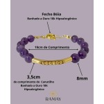 Pulseira Pedra Natural 8mm Banhada a Ouro 18k, Hipoalergênica - Imagem 4