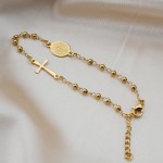 Pulseira Feminina Mariana "Magnificat" em Aço Inoxidável Banhada a Ouro 18K com Medalha de Guadalupe e Crucifixo – Fé, Elegância e Minimalismo – Acompanha Bolsa de Veludo - Imagem 5