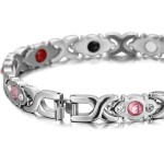 Pulseira Magnética Prateada Unissex Zircônia Bracelete - Imagem 3