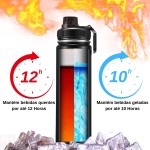 Garrafa Térmica 800ml de Inox, Parede Dupla, Isolamento a Vácuo, Bico Antivazamento, Com Alça, Mantém Quente e Gelado (Preta) - Imagem 6