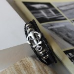 yesTGE Pulseira masculina vintage multicamadas trançadas à mão pulseiras de couro para homens e mulheres pulseira de acessórios de âncora - Imagem 5