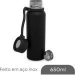 LYOR - Garrafa Térmica de Aço Inox Explorer Preta 650ml - Imagem 2