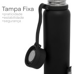 LYOR - Garrafa Térmica de Aço Inox Explorer Preta 650ml - Imagem 4