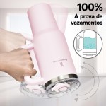 Romantic Crown Copo Térmico com Canudo Tampa e Alça 1,18L, Copos Garrafas Termico para viagem vácuo dupla camada aço inoxidável, Caneca Termica Cafe Água Chá,Presente, Fitness (Rosa claro) - Imagem 4