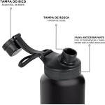 Garrafa Térmica 800ml - Duplamente Isolada, Aço Inox 304, Base Emborrachada Anti Derrapante, Mantém Bebidas Quentes por 12 Horas e Geladas por 24 Horas, (Verde Exercito) - Imagem 6