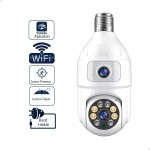 Câmera de Segurança Wi-Fi 360° Tipo Lâmpada Com Dupla Lente, Com Áudio, Visão Noturna, Detecção De Movimento E Monitoramento Remoto Por App. - Imagem 3