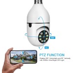 Lâmpada com câmera WiFi para ambientes externos, câmera de vigilância doméstica 1080p E27, panorâmica de 360 graus, sem fio, áudio bidirecional, visão noturna, detecção de movimento - Imagem 6