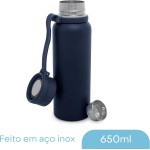 LYOR - Garrafa Térmica de Aço Inox Explorer Azul 650ml - Imagem 2
