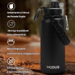 Garrafa Térmica De Água Isolada 1000ml Quente & Frio De Aço Inox Com Alça (Preto) - Imagem 3