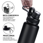 Garrafa Térmica 1000ML - Duplamente Isolada, Aço Inox 304, Base Emborrachada Anti Derrapante, Mantém Bebidas Quentes por 12 Horas e Geladas por 24 Horas (Vermelho Wide) - Imagem 5