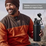 Garrafa Térmica 1000ML - Duplamente Isolada, Aço Inox 304, Base Emborrachada Anti Derrapante, Mantém Bebidas Quentes por 12 Horas e Geladas por 24 Horas (Vermelho Wide) - Imagem 7