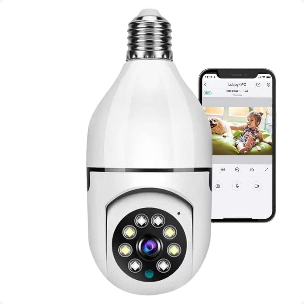 1775493207_Camera-Seguranca-IP-Lampada-WiFi-Full-HD-1080p-com-Visao.jpg Câmera Segurança IP Lâmpada WiFi Full HD 1080p com Visão Noturna Infravermelho 1080P, Yoosee, Bivolt, Detecção de Movimento, Áudio Bidirecional, Prova D'água Giratória Premium
