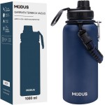 MODUS Garrafa Térmica Esportiva De Aço Inoxidável Com Isolamento A Vácuo De 1000ML (Azul Marinho)