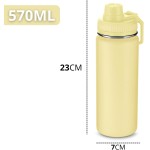 Garrafa Térmica de 570ML em Aço Inoxidável com Parede Dupla, Tampa Rosqueável e Anel de Silicone Para Vedação, Design Com Frisos na Tampa e Pintura Pó UTIMAIS+ (Amarelo) - Imagem 5