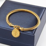 Pulseira Feminina "Única" São Bento em Aço Inoxidável 316L Banhada a Ouro 18k, Medalha Religiosa de Proteção, 21cm - Imagem 6