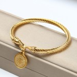 Pulseira Feminina "Única" São Bento em Aço Inoxidável 316L Banhada a Ouro 18k, Medalha Religiosa de Proteção, 21cm - Imagem 7