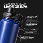 Garrafa de Água Térmica Inox 800ml Esportiva com Alça Parede Dupla Isolada a Vácuo Antivazamento Garrafinha Academia Fitness Corrida Esportes Escritório – Premium (Azul) - Imagem 6