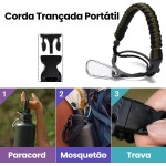 Garrafa Térmica De Aço Inoxidável 18/8 Isolado de água Esportiva Com Alça Paracord 1000ML (Verde) - Imagem 7