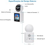 Camera de Segurança Wifi, Baba Eletronica, Camera de Segurança com Tela, Detecção de Movimento, Push de Alerta via Aplicativo, Áudio Bidirecional, Visão Noturna Infravermelha, WKTY001 - Imagem 5