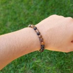 Pulseira De Bolinha Masculina Pedras Naturais Olho De Tigre - Imagem 2