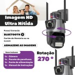 Câmera de Segurança Externa 4G Lente Dupla 4MP, Monitoramento Duas Telas PTZ 360°, Visão Noturna Colorida, Alarme de Luz Vermelha e Azul, Sirene, IP66, Rastreamento Humano AI - App V3 (1) - Imagem 4