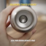 Garrafa Térmica Inox 350ml com Alça de Corda | Tampa Antivazamento e Isolamento Térmico para Bebidas Quentes e Frias (Rose.) - Imagem 4