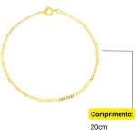 Pulseira Piastrine Guti Fina 20 cm Banho de Ouro 18k Moda - Imagem 5