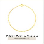 Pulseira Piastrine Guti Fina 20 cm Banho de Ouro 18k Moda - Imagem 7