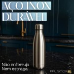 Garrafa Térmica Inox 500 ml Prata Parede Dupla Anti Vazamento Design Moderno - Imagem 9