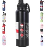 Garrafa de Água Térmica Inox 800ml Esportiva com Alça Parede Dupla Isolada a Vácuo Antivazamento Garrafinha Academia Fitness Corrida Esportes Escritório – Premium (Preta)