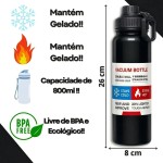 Garrafa Térmica Inox 800ml Com Alça - Parede Dupla Isolada a Vácuo Antivazamento (Preto.) - Imagem 4