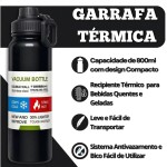 Garrafa Térmica Inox 800ml Com Alça - Parede Dupla Isolada a Vácuo Antivazamento (Preto.) - Imagem 6