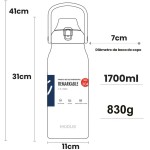 Garrafa Térmica De Viagem Inox 1700ml Água Com Canudo, a Melhor Escolha para Presentes (Preto) - Imagem 7
