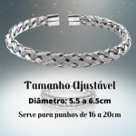 Pulseira Masculina Bracelete Trançado Ajustável em Aço Titânio 316L – Antialérgica, Não Enferruja, Resistente, Ideal para Presentear – Disponível na cor Prata - Imagem 5