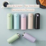 Garrafa Térmica Parede Dupla, 350ml, Inox, Tampa Abre e Fecha Fácil, Conserva Bebidas Geladas por 24h (Creme) - Imagem 3