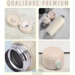 Garrafa Térmica Parede Dupla, 350ml, Inox, Tampa Abre e Fecha Fácil, Conserva Bebidas Geladas por 24h (Creme) - Imagem 7