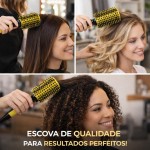 Escova de Madeira Premium Profissional Antiestática Resistente ao Calor para Cabelos Cacheados, Ondulados e Lisos – Modela, Alinha e Dá Brilho – Cor Amarela - Imagem 5