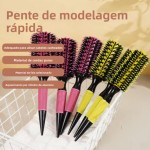 Escova de Madeira Premium Profissional Antiestática Resistente ao Calor para Cabelos Cacheados, Ondulados e Lisos – Modela, Alinha e Dá Brilho – Cor Amarela - Imagem 6