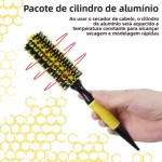 Escova de Madeira Premium Profissional Antiestática Resistente ao Calor para Cabelos Cacheados, Ondulados e Lisos – Modela, Alinha e Dá Brilho – Cor Amarela - Imagem 9