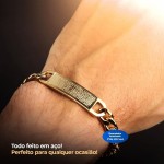 Pulseira Masculina Banhada Ouro Dourada Estilosa Religiosa Casual Moda Presente Social Original - Imagem 3