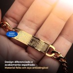 Pulseira Masculina Banhada Ouro Dourada Estilosa Religiosa Casual Moda Presente Social Original - Imagem 8