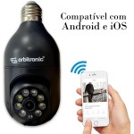 Camera Segurança Lampada Preta Wifi C/rastreio 360 1080p visão noturna Pet Orbitronic - Imagem 7