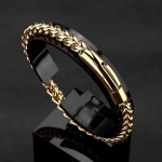 Pulseira Masculina "Luxury Man" em Aço Inoxidável com Banho de Ouro 18k, Estilo Sofisticado e Elegante - Acompanha Bolsa de Veludo - Imagem 8