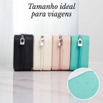 Porta Joias Pequeno Couro Mini Estojo Organizador de Joias Bijuterias Colar Pulseira Relógio Ideal para Viagens e Organização de Armário Portátil (Preto) - Imagem 4